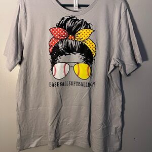 Baseball Softball Mom Gray T-Shirt